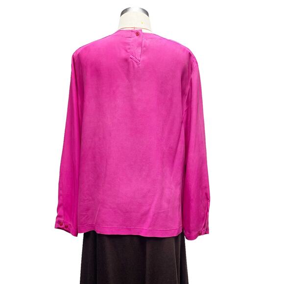 Vintage Austin Reed Regent Street Womens Size 14 Pink Silk Blouse - Picture 7 of 7